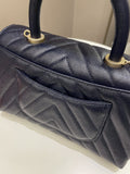 Chanel Chevron Coco Handle Midnight Blue Caviar
