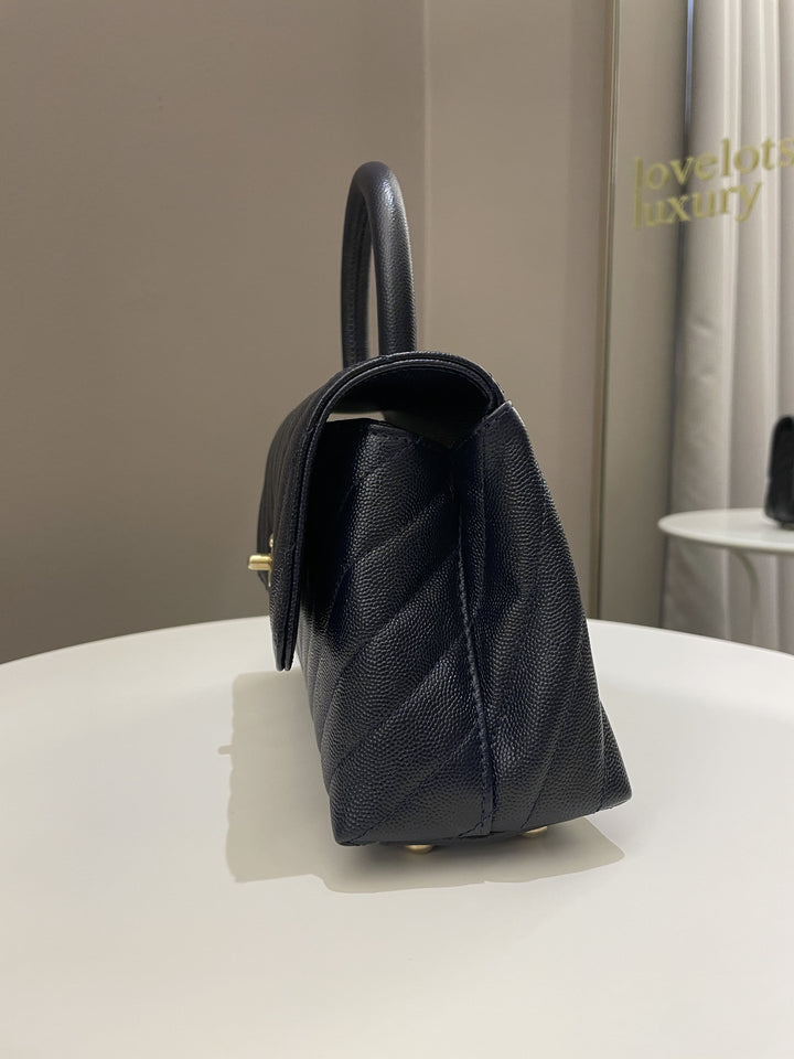 Chanel Chevron Coco Handle Midnight Blue Caviar