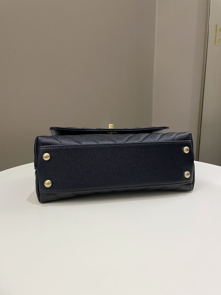Chanel Chevron Coco Handle Midnight Blue Caviar