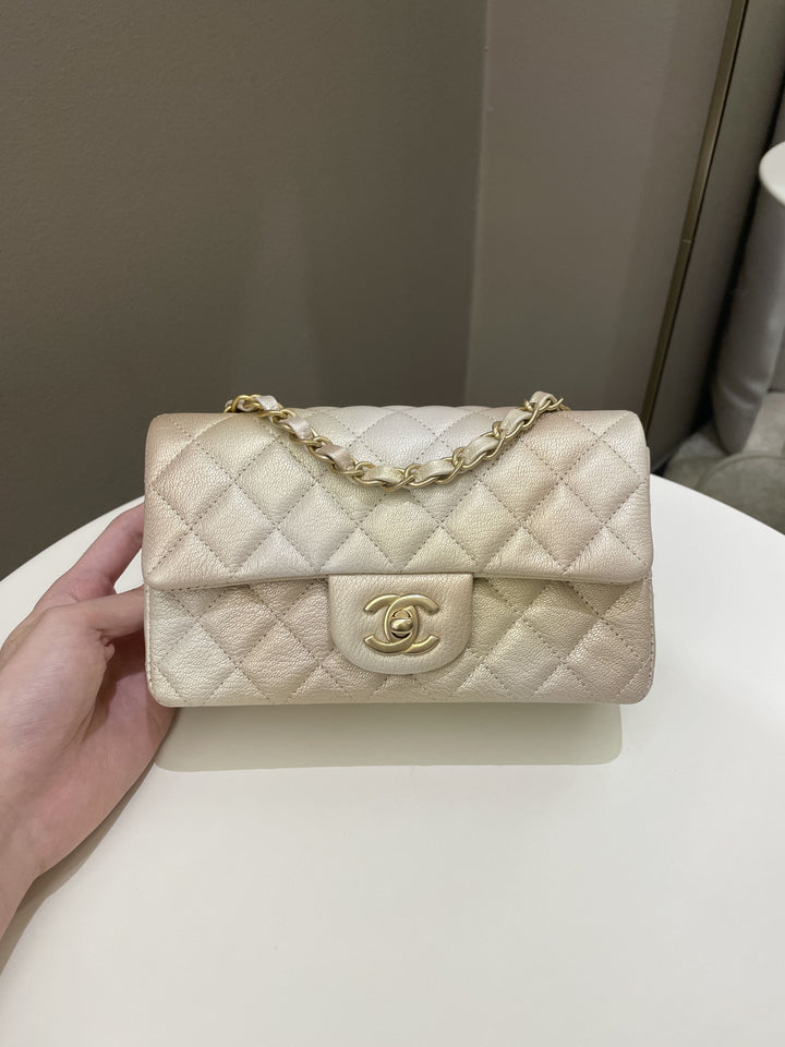 Chanel 22C Classic Quilted Mini Rectangular Gold Ombré