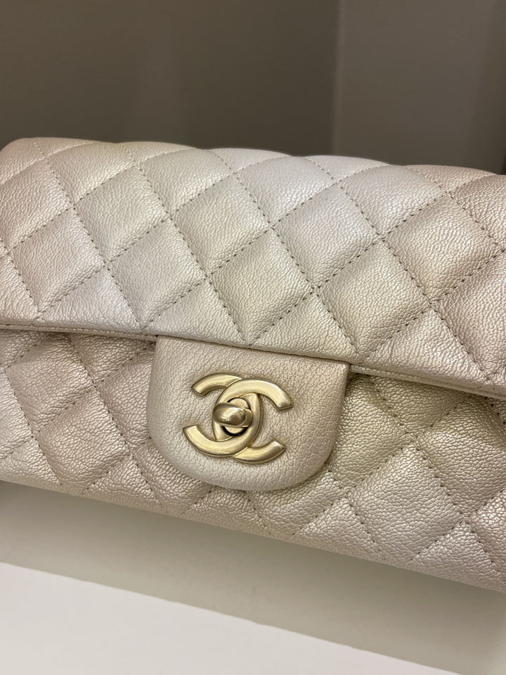 Chanel 22C Classic Quilted Mini Rectangular Gold Ombré