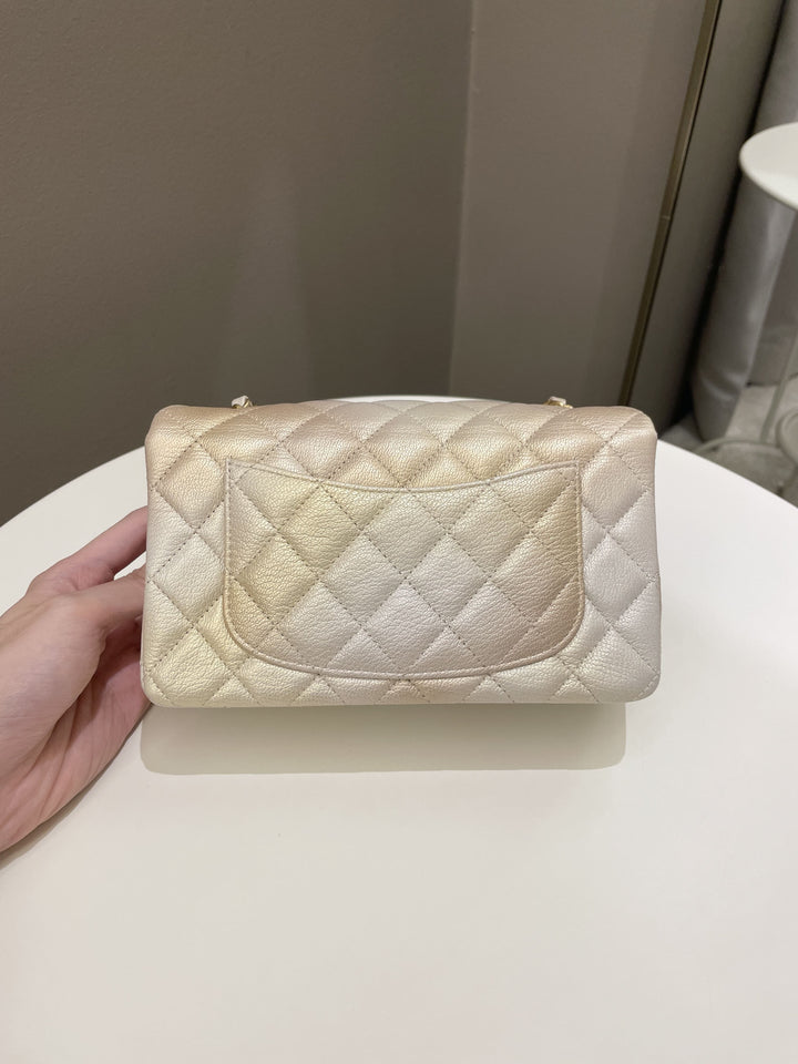 Chanel 22C Classic Quilted Mini Rectangular Gold Ombré