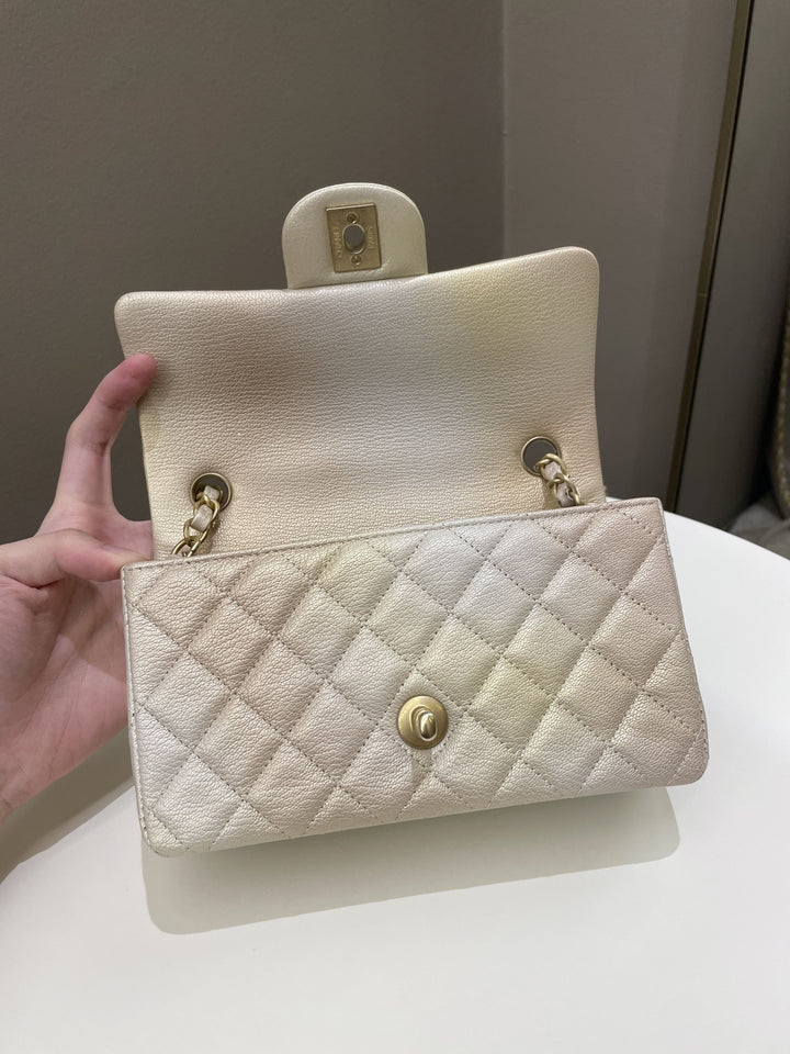 Chanel 22C Classic Quilted Mini Rectangular Gold Ombré