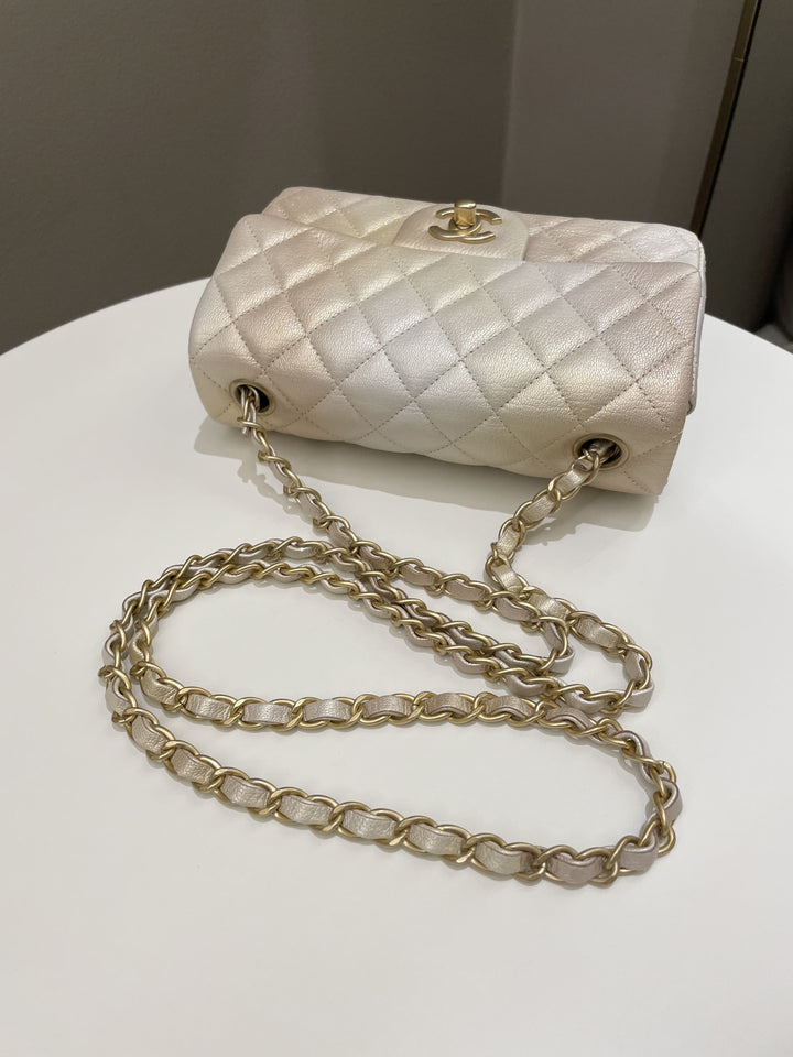 Chanel 22C Classic Quilted Mini Rectangular Gold Ombré