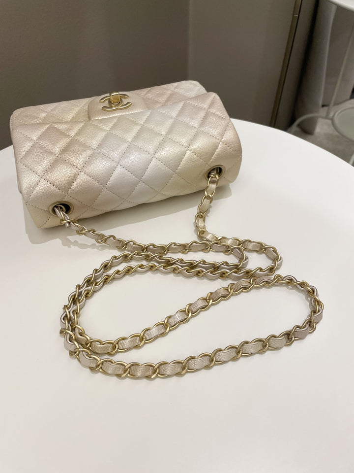 Chanel 22C Classic Quilted Mini Rectangular Gold Ombré