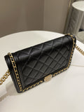 Chanel Quilted Boy Chain Around Wallet On Chain Black Caviar