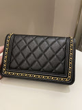 Chanel Quilted Boy Chain Around Wallet On Chain Black Caviar
