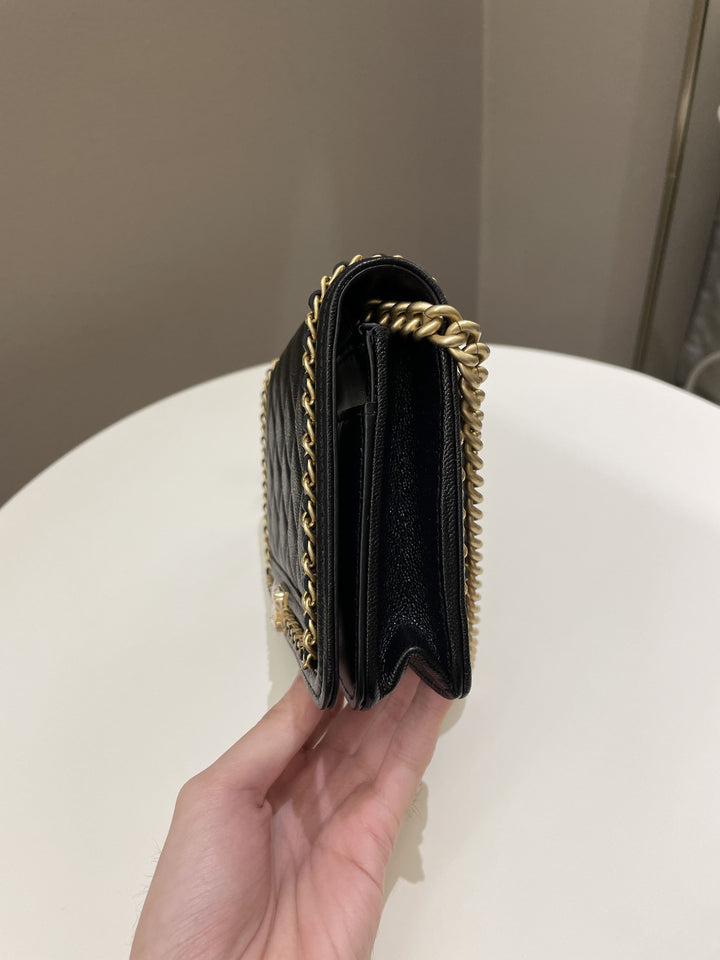 Chanel Quilted Boy Chain Around Wallet On Chain Black Caviar