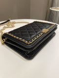 Chanel Quilted Boy Chain Around Wallet On Chain Black Caviar
