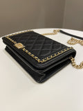 Chanel Quilted Boy Chain Around Wallet On Chain Black Caviar