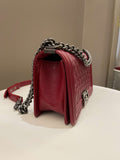 Chanel 14B Quilted Boy Old Medium Deep Red Rigid Caviar