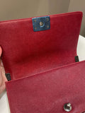 Chanel 14B Quilted Boy Old Medium Deep Red Rigid Caviar