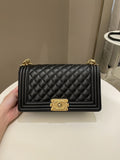 Chanel Quilted Boy Old Medium Black Caviar