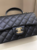 Chanel Quilted Top Handle Mini Rectangular Midnight Iridescent