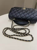 Chanel Quilted Top Handle Mini Rectangular Midnight Iridescent