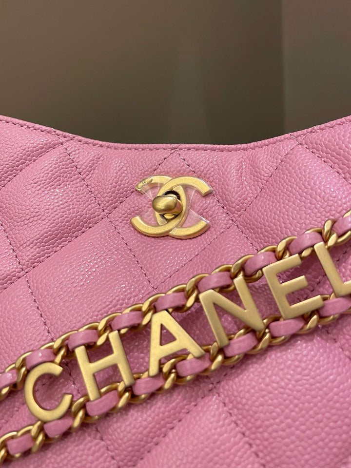 Chanel 22S Hobo Shoulder Bag Mavue Pink Caviar
