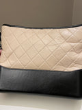 Chanel Quilted Gabrielle Hobo Beige / Black Aged Calfskin