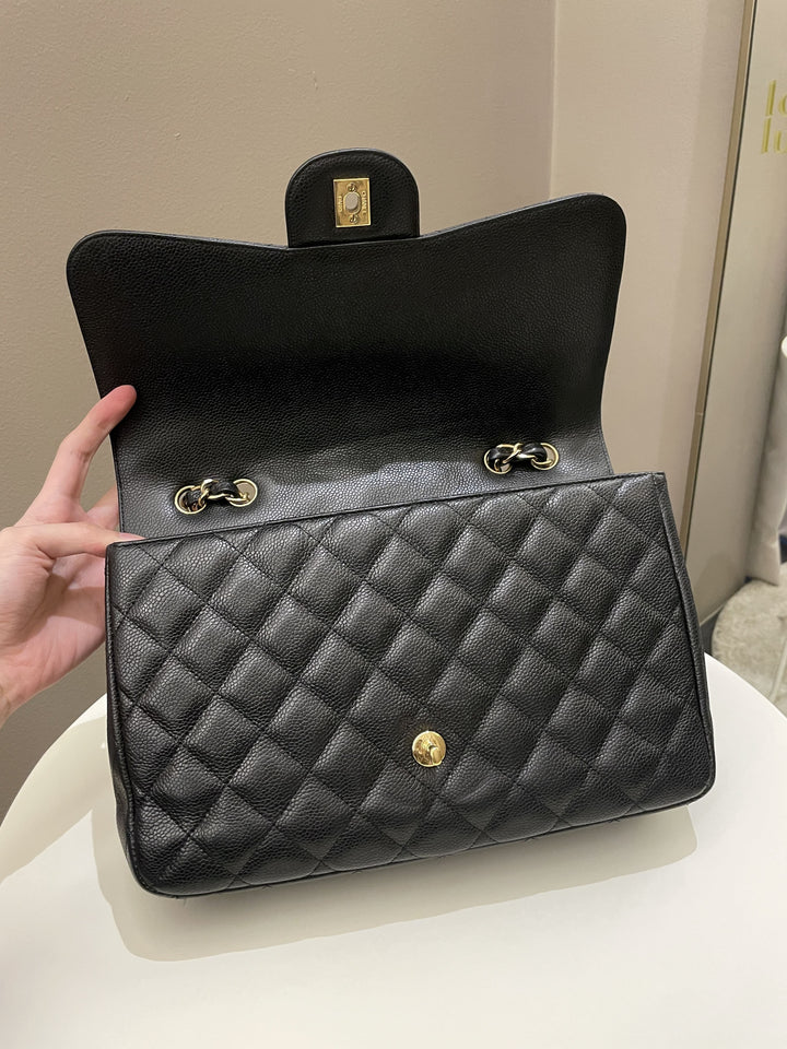 Chanel Classic Quilted Jumbo Single Flap Black Caviar
