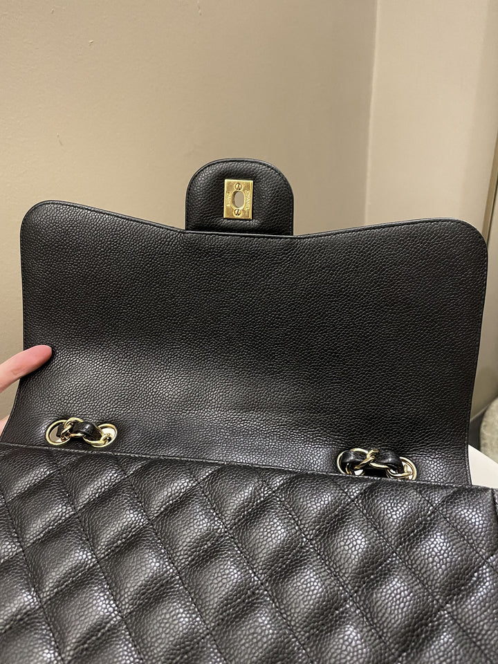 Chanel Classic Quilted Jumbo Single Flap Black Caviar