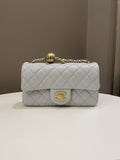 Chanel Pearl Crush Quilted Mini Rectangular Grey Lambskin