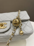 Chanel Pearl Crush Quilted Mini Rectangular Grey Lambskin