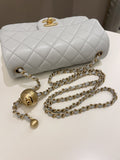 Chanel Pearl Crush Quilted Mini Rectangular Grey Lambskin