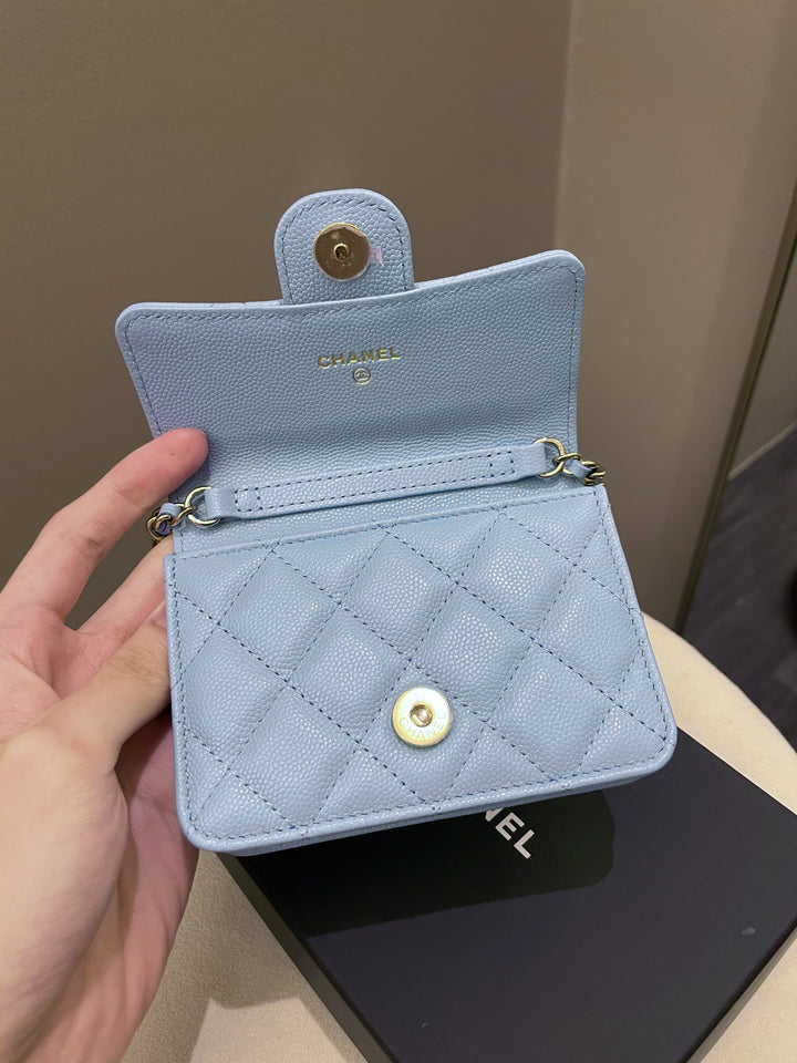 Chanel Quilted Clutch On Chain Blue Caviar