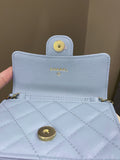 Chanel Quilted Clutch On Chain Blue Caviar