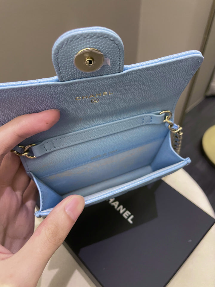 Chanel Quilted Clutch On Chain Blue Caviar