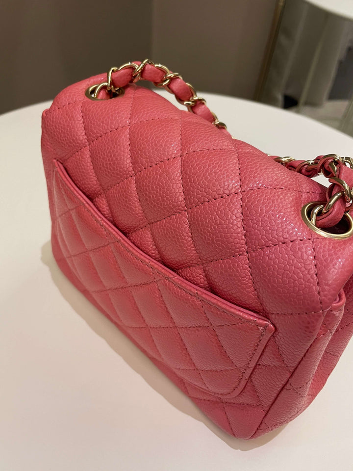 Chanel 18S Classic Quilted Mini Square Pearly Pink Caviar