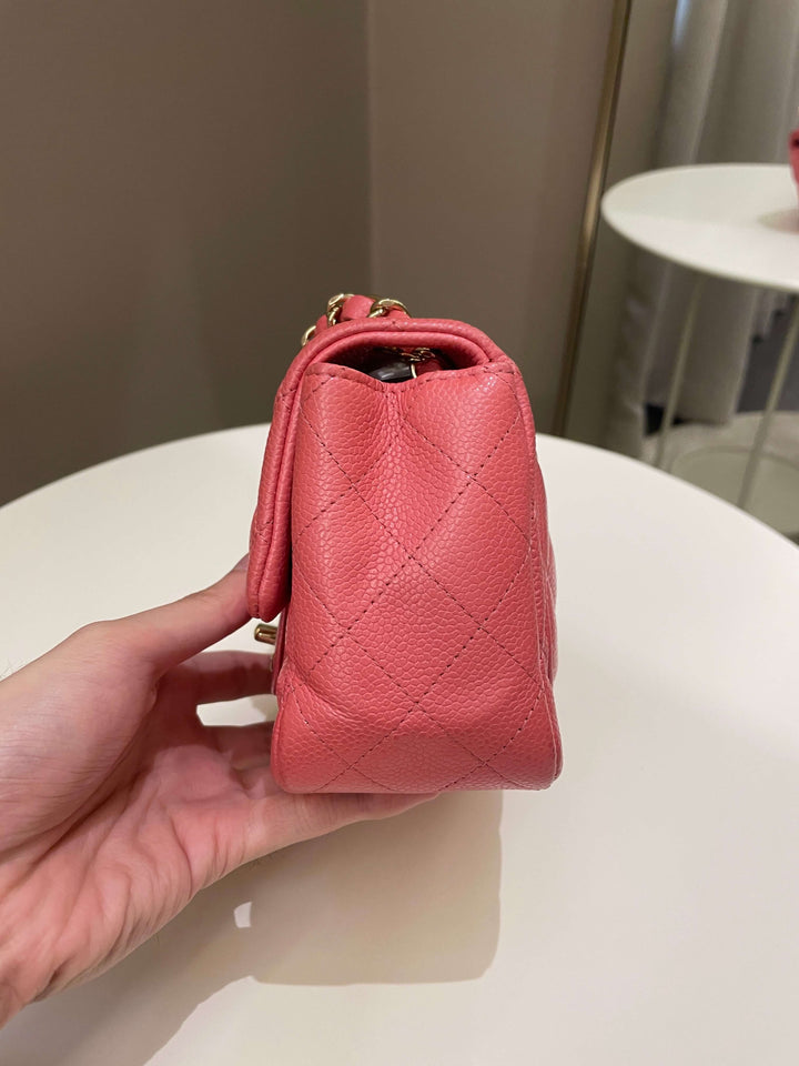 Chanel 18S Classic Quilted Mini Square Pearly Pink Caviar