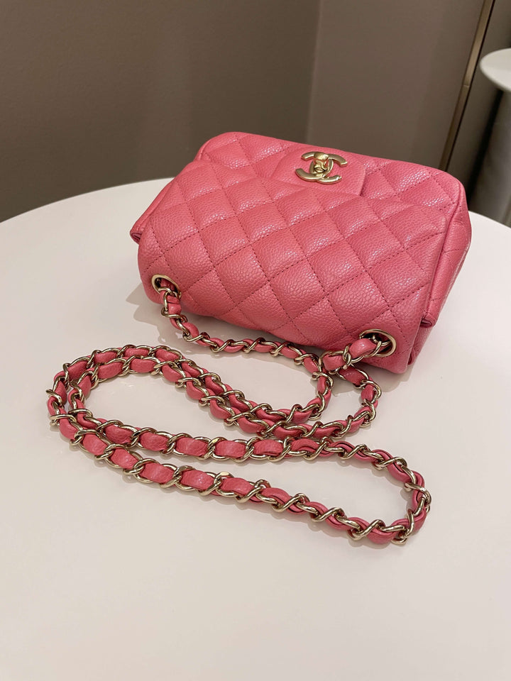 Chanel 18S Classic Quilted Mini Square Pearly Pink Caviar