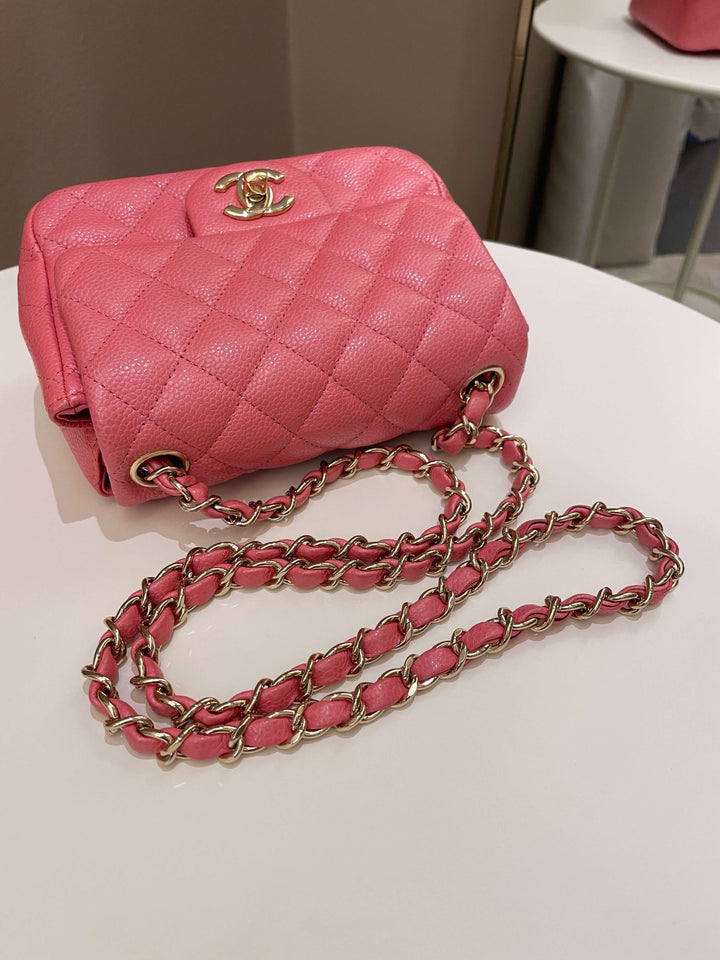 Chanel 18S Classic Quilted Mini Square Pearly Pink Caviar