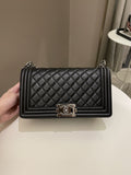 Chanel Quilted Boy Old Medium Black Calfskin