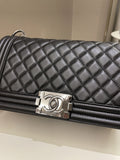Chanel Quilted Boy Old Medium Black Calfskin