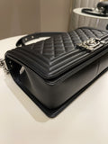Chanel Quilted Boy Old Medium Black Calfskin