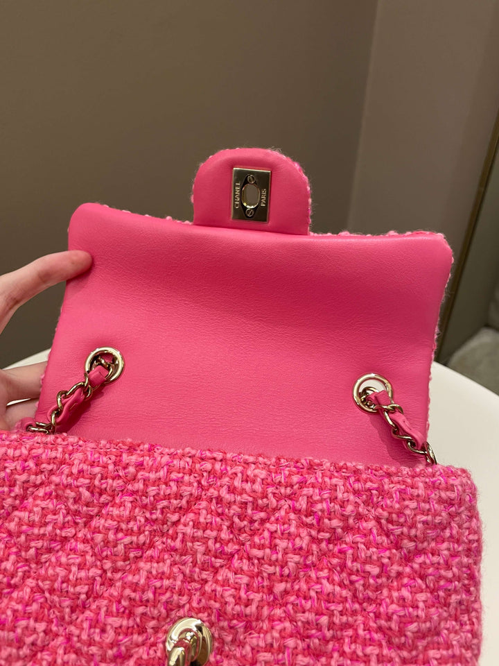 Chanel Classic Mini Rectangular Pink Tweed