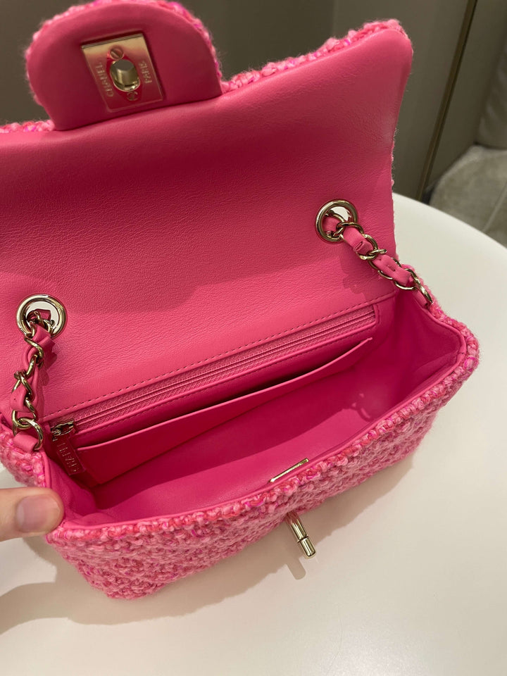 Chanel Classic Mini Rectangular Pink Tweed
