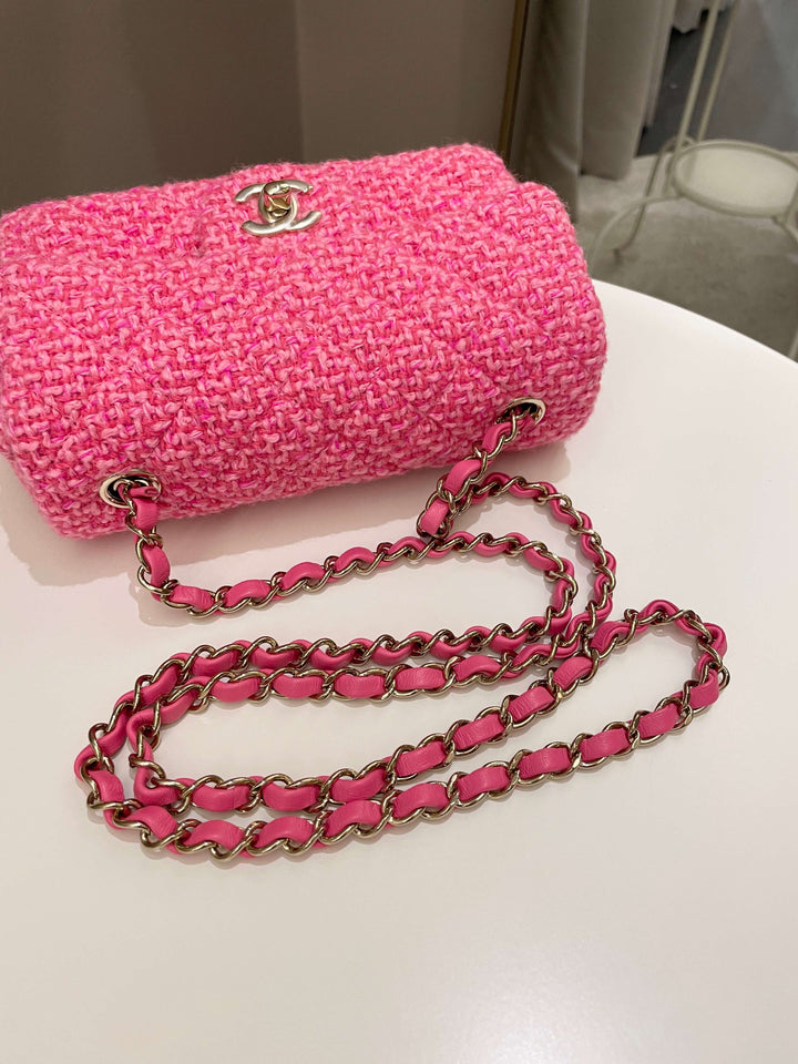 Chanel Classic Mini Rectangular Pink Tweed