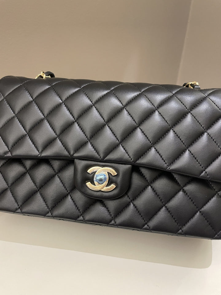 Chanel Classic Quilted Medium Double Flap Black Lambskin