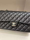 Chanel Classic Quilted Medium Double Flap Black Lambskin