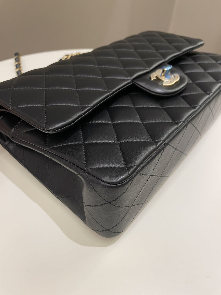 Chanel Classic Quilted Medium Double Flap Black Lambskin