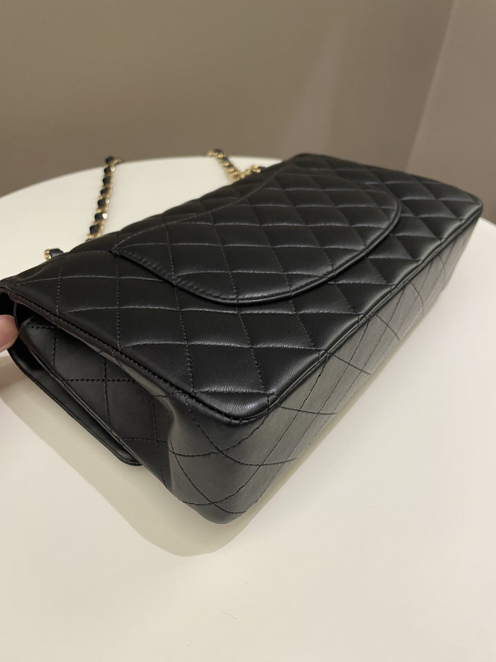 Chanel Classic Quilted Medium Double Flap Black Lambskin