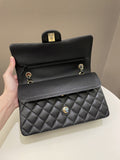 Chanel Classic Quilted Medium Double Flap Black Lambskin