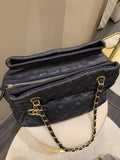 Chanel Quilted Leather Wild Stitch Shoulder Tote Dark Navy