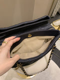 Chanel Quilted Leather Wild Stitch Shoulder Tote Dark Navy