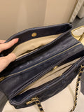 Chanel Quilted Leather Wild Stitch Shoulder Tote Dark Navy