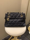 Chanel Quilted Leather Wild Stitch Shoulder Tote Dark Navy