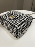 Chanel 22K Houndstooth Mini Square Black/ White Sequin Tweed