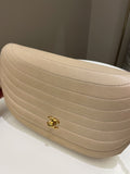 Chanel Vintage Half Moon Flap Bag Beige Lambskin